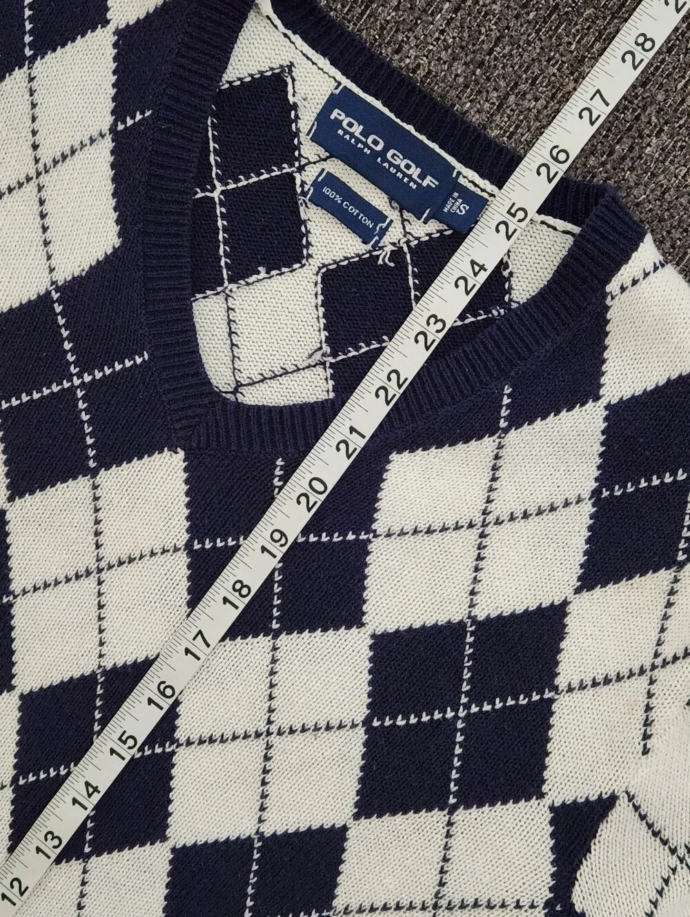 ⛳️Polo Golf⛳️ - Navy/White Argyle V-Neck Sweater